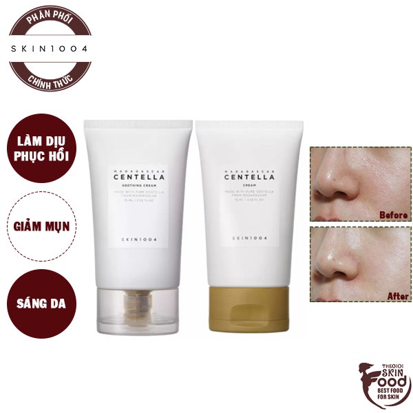 Kem Dưỡng Làm Dịu, Giảm Mụn, Phục Hồi Da Chiết Xuất Rau Má Skin1004 Madagascar Centella Cream 75ml