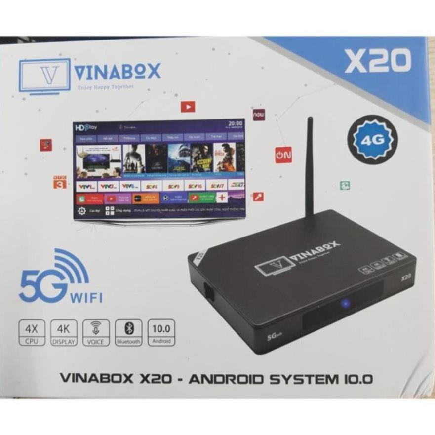 Box smart tivi vinabox X20-2020 bản Ram 4G, Rom 32G- cấu hình mạnh