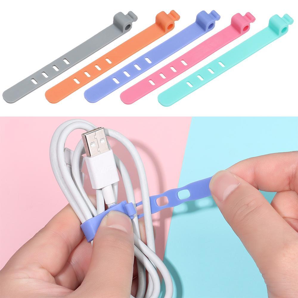 Bộ 5 Dây Quấn Dây Cáp Silicone 4 Lỗ Tiện Dụng