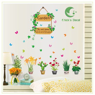 Decal dán tường chậu hoa mini trang trí