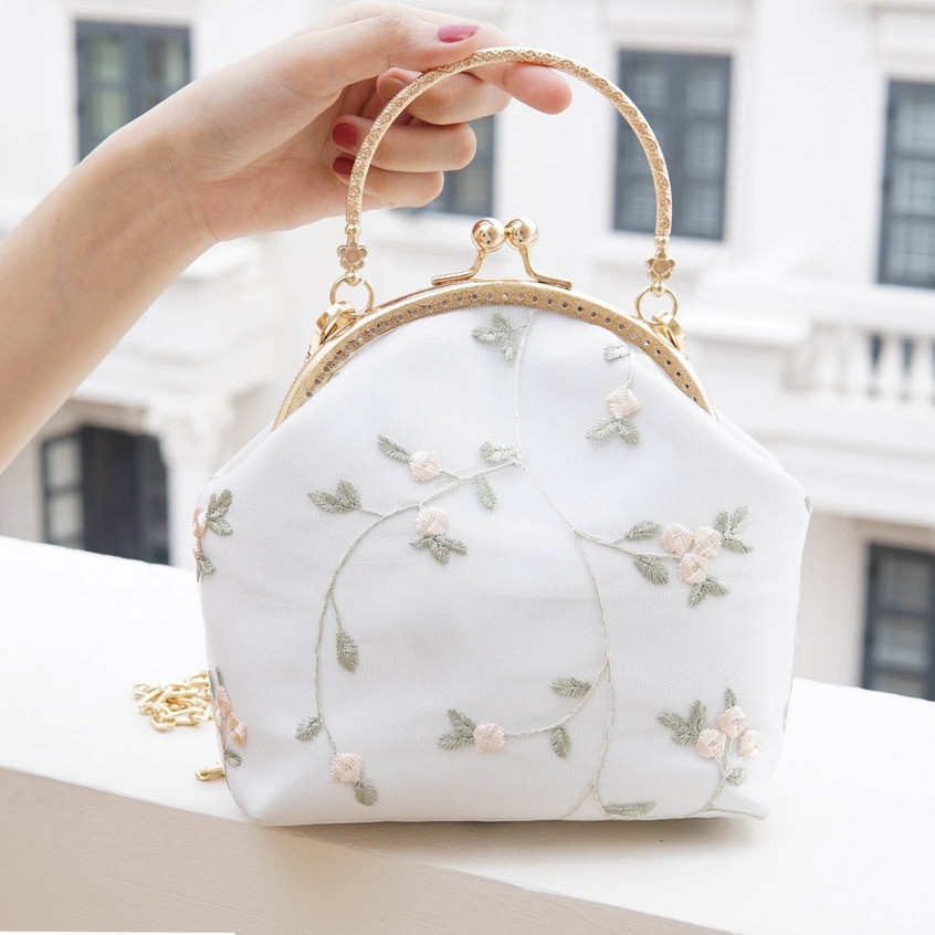 Faya - Túi xách cluth thêu hoa tiểu thư T1163