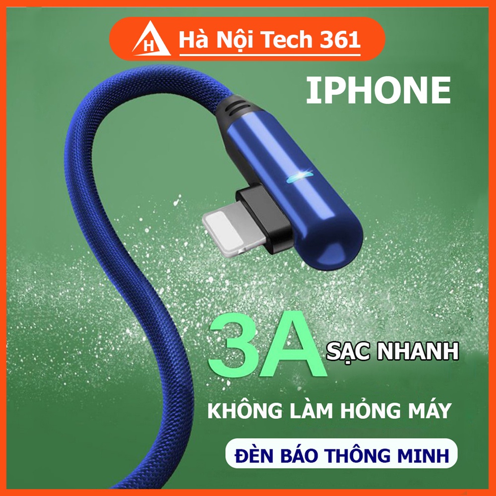 Cáp sạc nhanh 3A siêu bền có đèn led báo hiệu, có đầy đủ dây sạc cho điện thoại và máy tính bảng