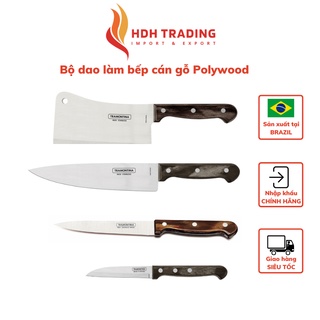 Dao bếp sắc bén cán gỗ Polywood Tramontina lưỡi thép không gỉ cao cấp nhập khẩu chính hãng Brazil