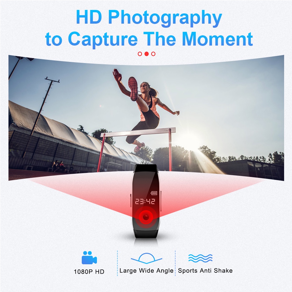 Màn hình màu mới HD 1080P Máy ảnh Cam Máy ghi âm Video Ghi hình Ảnh Ghi hình SmartBand Băng đeo cổ tay Băng thông minh | BigBuy360 - bigbuy360.vn