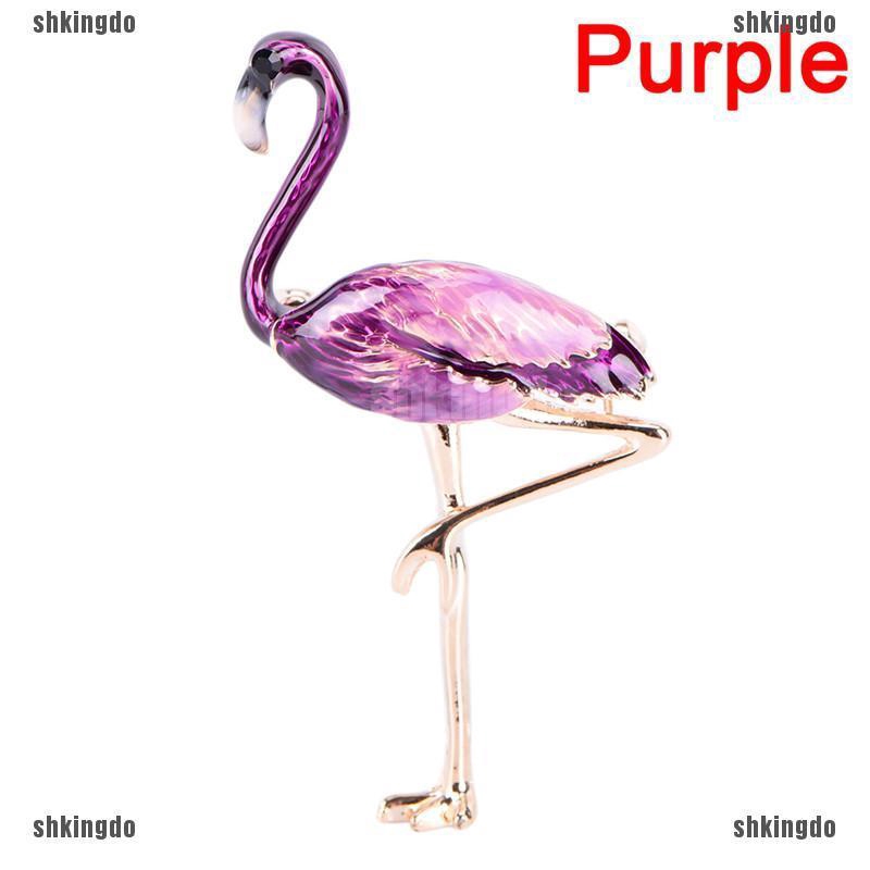 Trâm cài áo hình chim hồng hạc tráng men sang trọng