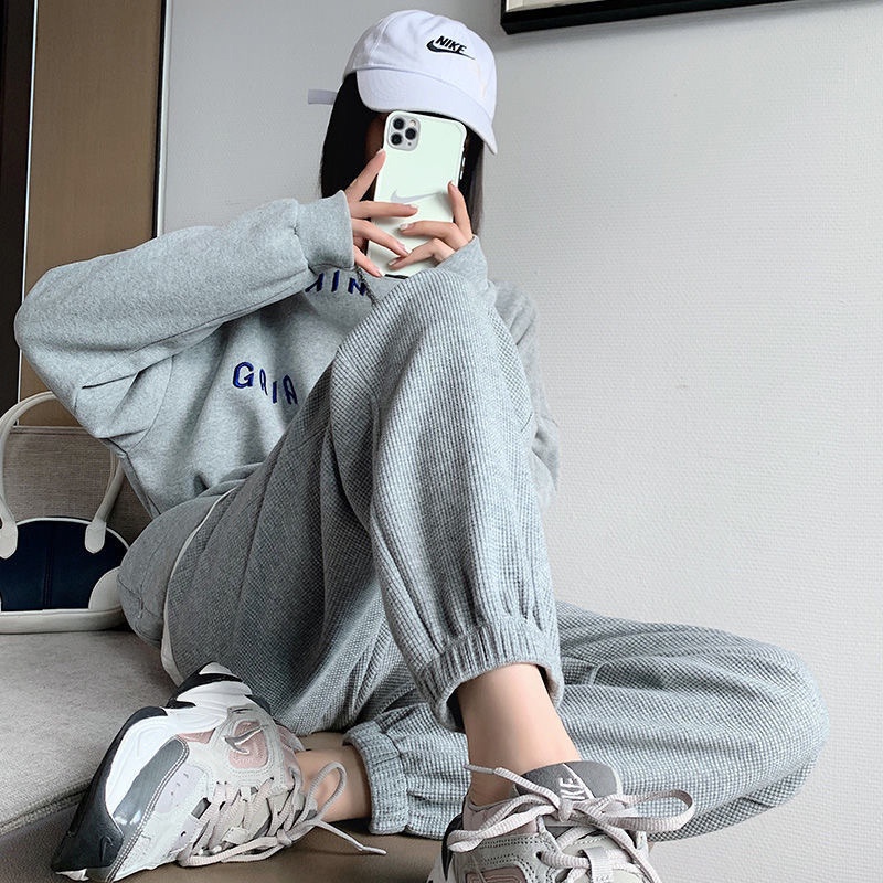 IELGY Quần Thể Thao Nữ Dáng Rộng Màu Xám