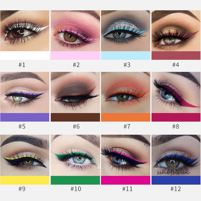 Women 12-color Matte Eyeliner Bright-colored Long Lasting Eye Shadow Liquid