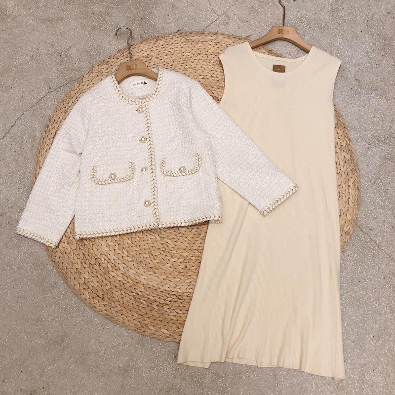 [CÓ SẴN] Áo khoác dạ tweed khuy ngọc mã 6621 (hàng chuẩn SDD) | BigBuy360 - bigbuy360.vn