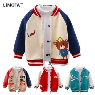 LJMOFA KIDS Trẻ em 1-9 tuổi áo khoác khoác áo khoác bóng chày hàn quốc bông bên ngoài áo khoác của người đàn ông và cô gái áo khoác hoạt hình động vật in ấn áo khoác trẻ em bán buôn