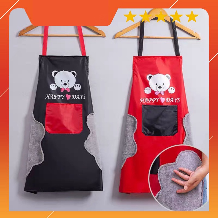 Tạp Dề Chống Thấm Hình Gấu SMK APRON Khó Bám Bẩn, Dễ Giặt Sạch Siêu Đẹp, Kiểu Dáng Hàn Quốc