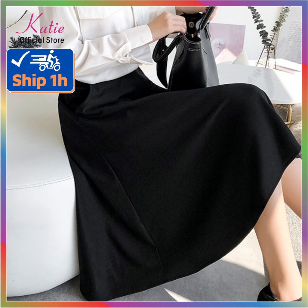Chân Váy Công Sở Dáng Xòe Katie Dài 64cm Chân Váy Xòe Dài Qua Gối Thanh Lịch Chất Tuyết Mưa Cao Cấp Không Nhăn X64