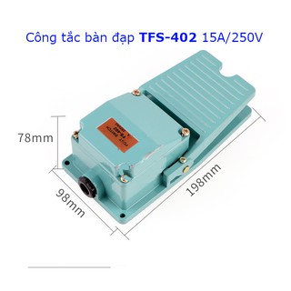 Công tắc bàn đạp TFS-402 15A/250V, vỏ nhôm, kích thước 198x98x78mm màu xanh