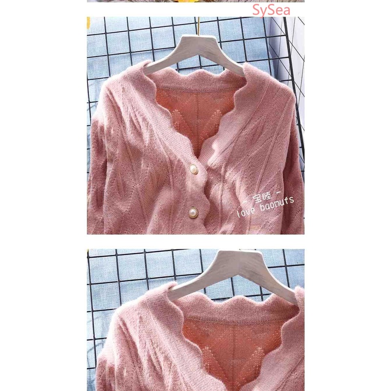 Áo Cardigan Dệt Kim Màu Sắc Ngọc Trai Phong Cách Hàn Quốc Cho Nữ