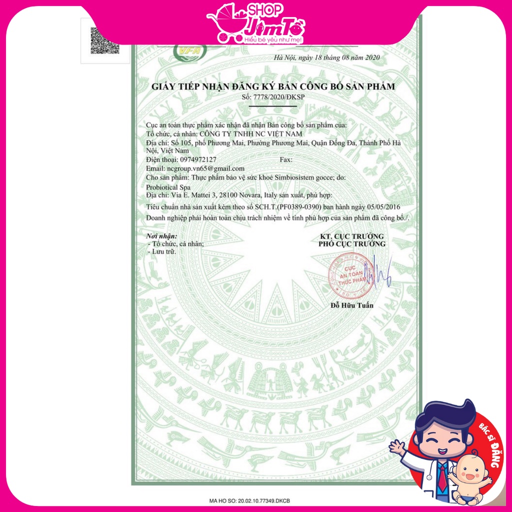 Men vi sinh 💥 Có sẵn 💥 Men vi sinh Simbiosistem Gocce Hỗ Trợ Hệ Tiêu Hoá Lọ 10ml