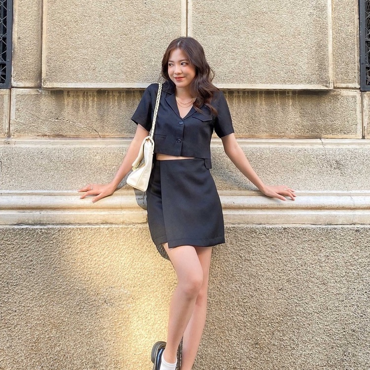 Anniegals - Quần short giả váy dáng chữ A - Poplin A Line Skort
