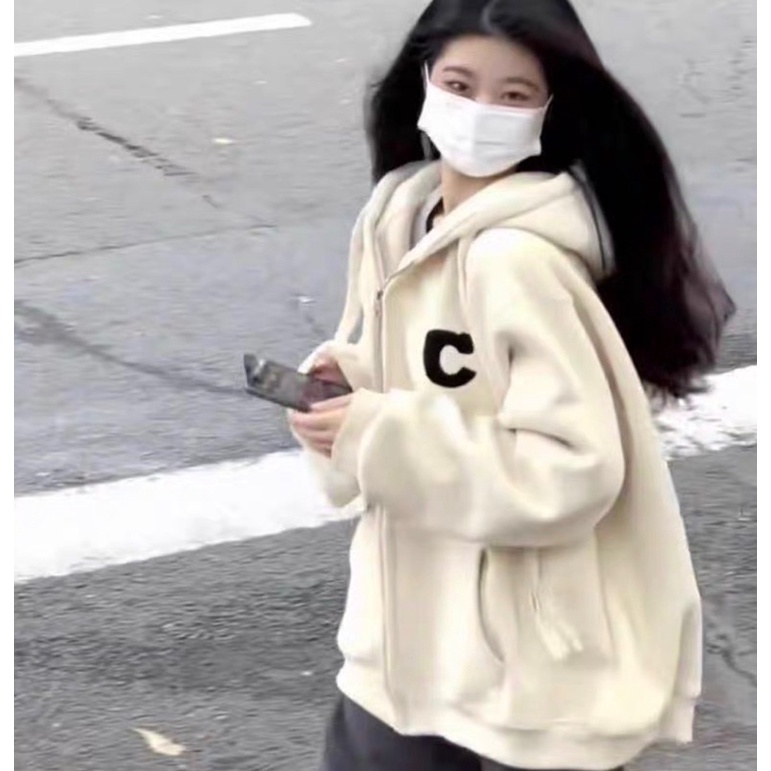Áo Khoác Hoodie Nam Nữ Unisex Chữ C Oversize Phong Cách Ulzzang