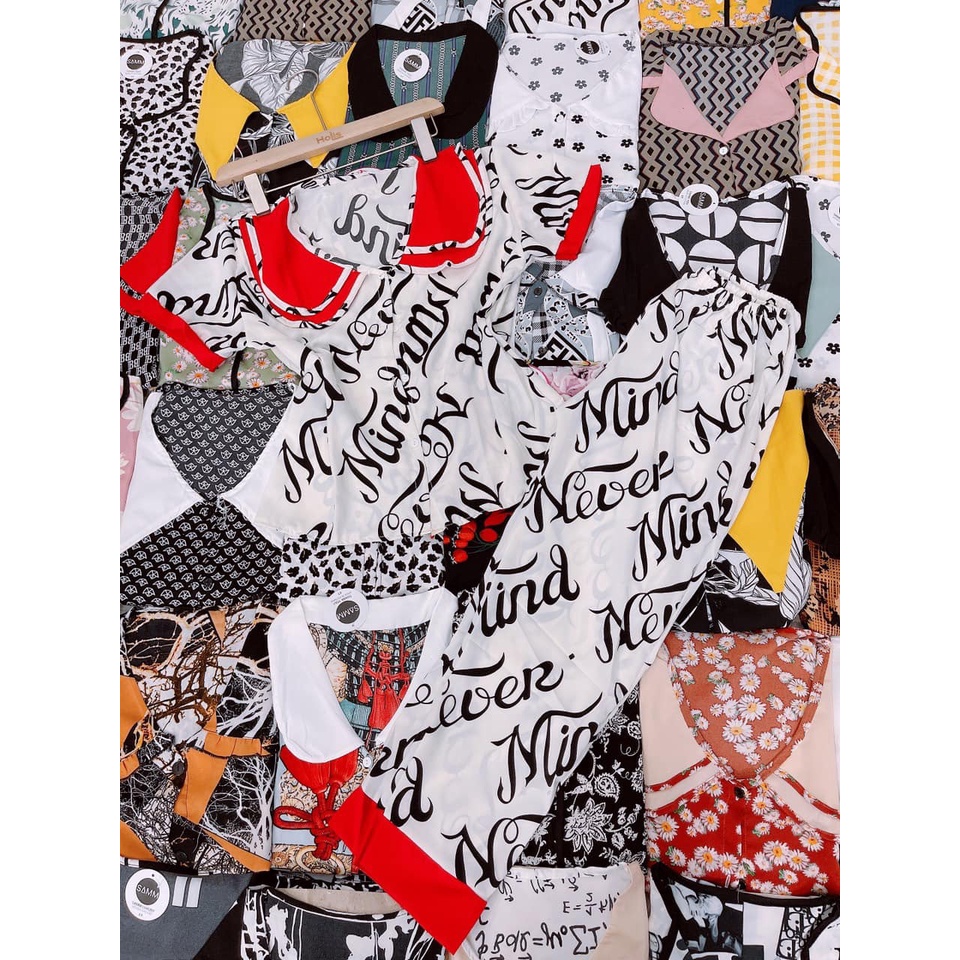 Đồ Bộ Mặc Nhà, Pijama, Đồ ngủ Nữ Dài Cộc Tay - Lụa Mango Cao Cấp - Kiểu dáng tiểu thư sang trọng