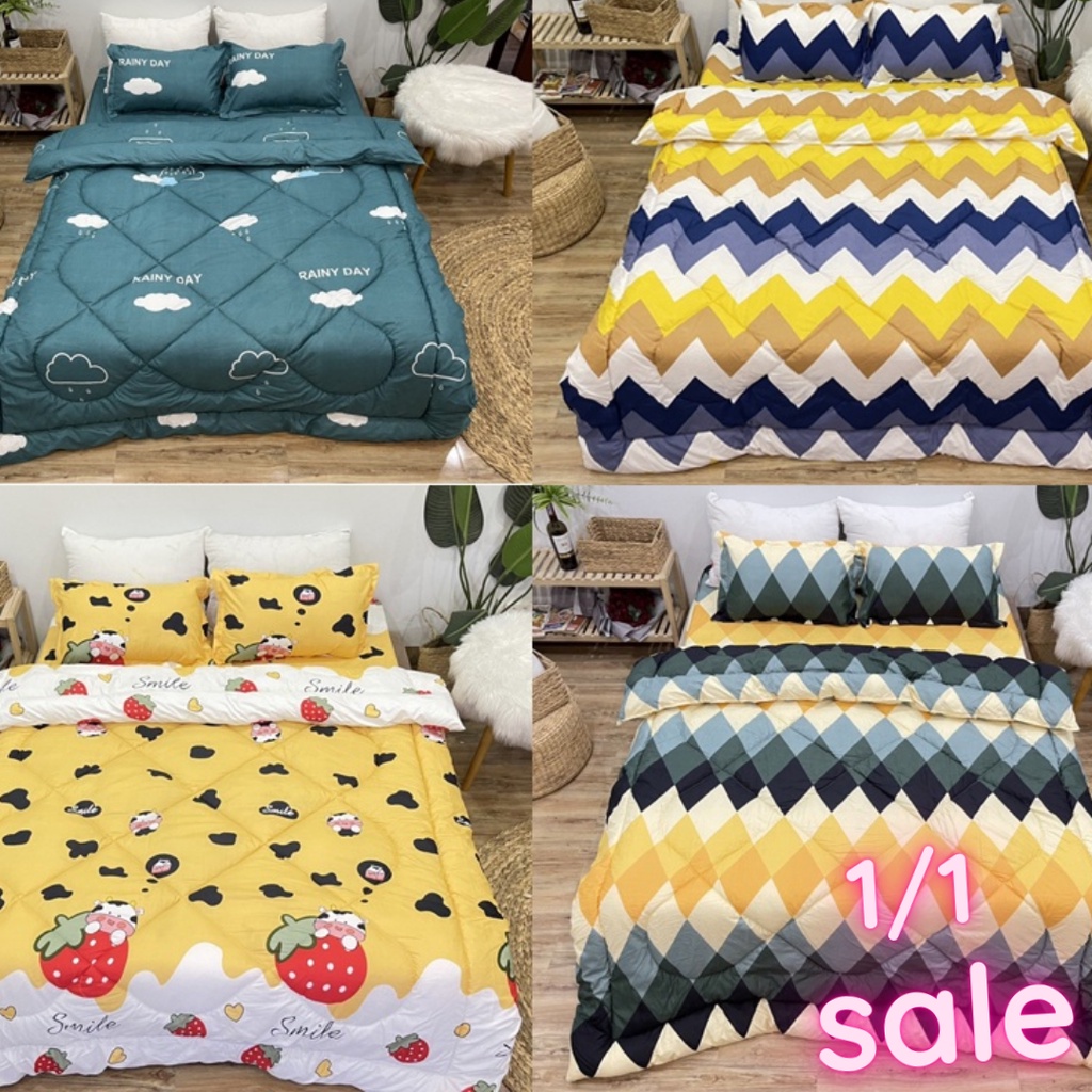 Bộ Chăn Ga Gối Cotton Poly Mẫu Mới Maibedding Thấm Hút Mồ Hôi Không Phai Bai Xù Giá Rẻ Đón Chào Mùa Đông 2021