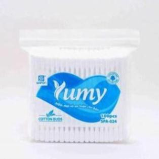 Tăm bông Yumy người lớn, tăm bông vệ sinh tai mũi họng gói 100 que