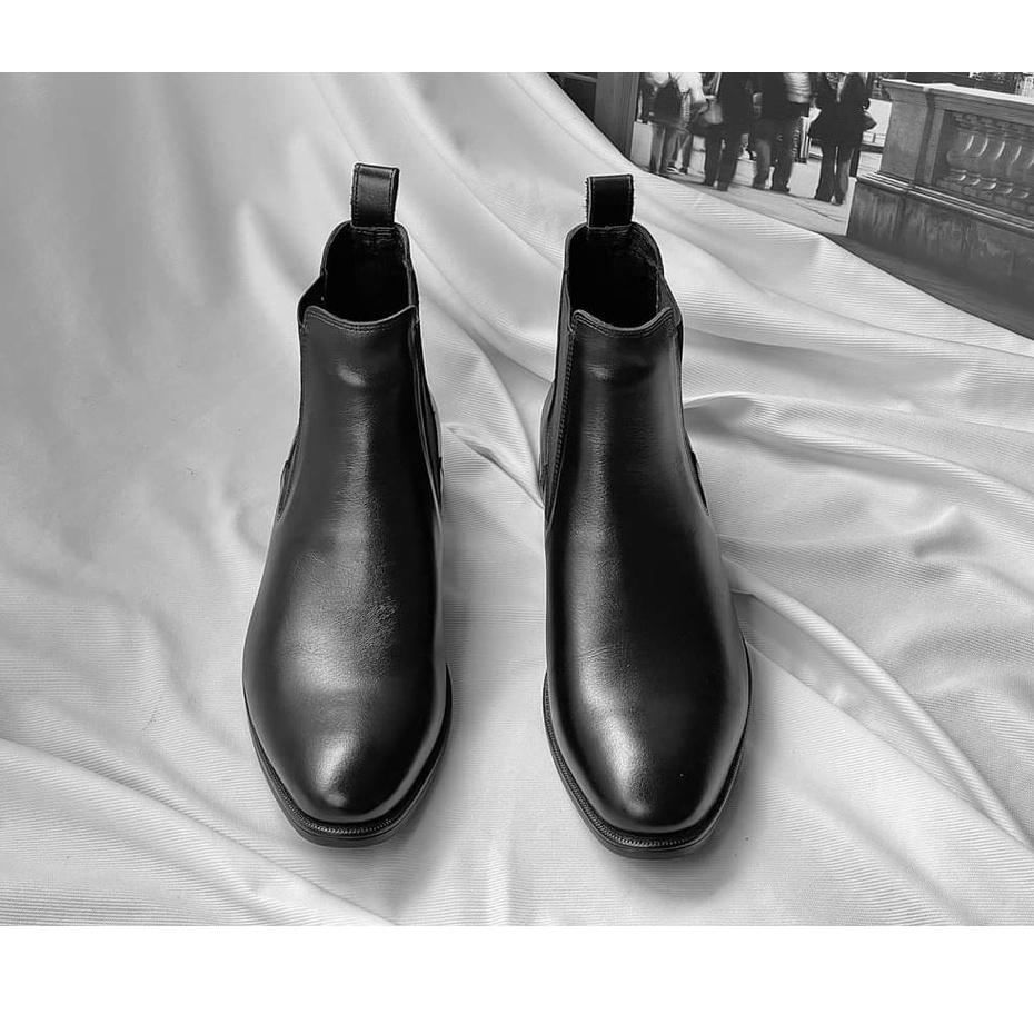 giày tây chelsea boot nam cao cổ bản nâng cấp 2022 da 3 lớp chống nhăn tốt chun loại một chống bai gião đế nhẹ phom đẹp