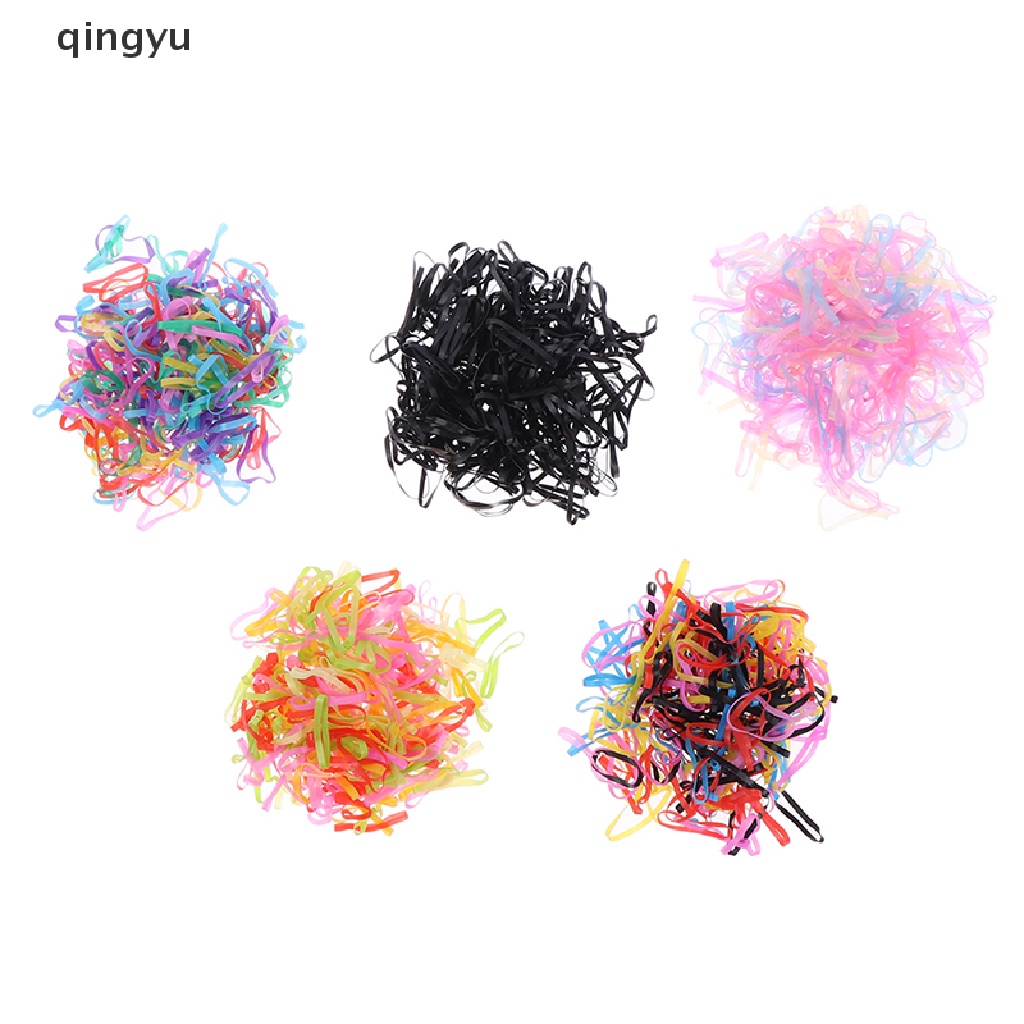 qingyu 1000PCS Disposable Rubber Bands Elastic Hair Ties Rings Band Kids Girl Ponytails PLI