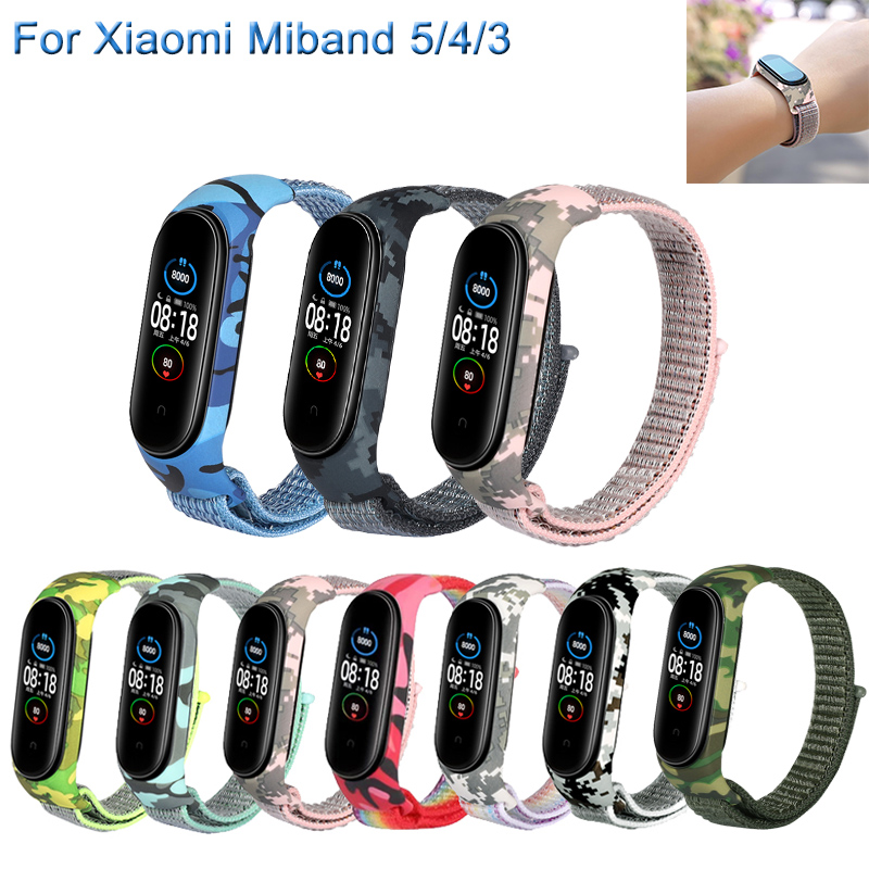 Dây Đeo Thay Thế Chất Liệu Nylon Hoạ Tiết Rằn Ri Cho Xiaomi Mi Band 5 Miband 6 5 4 3