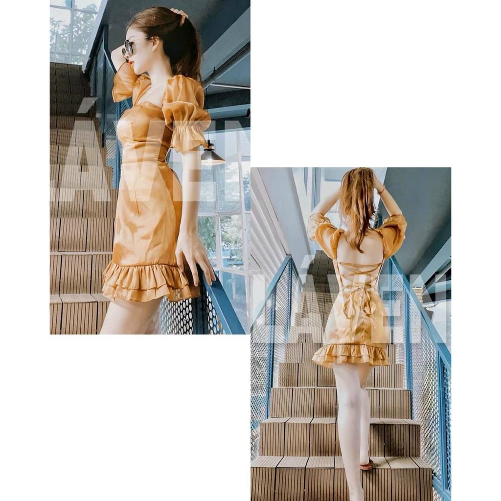 [Đầm Mới] Đầm Tay Phồng Đuôi Cá Đan Dây Lưng (Có Mút) Thời Trang Nữ Sam Closet Free Size 40-55kg | BigBuy360 - bigbuy360.vn