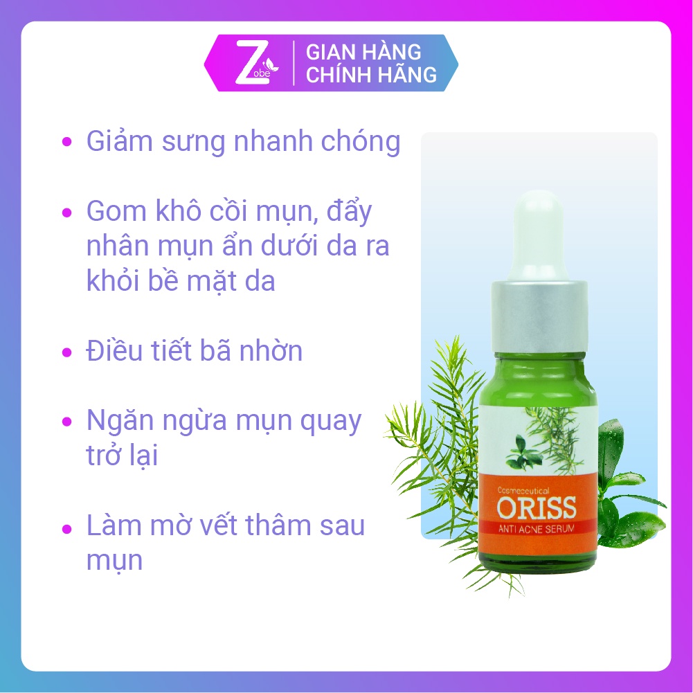 Combo Ngừa Mụn Mờ Thâm Oriss - Sữa Rửa Mặt Ngừa Mụn Oriss 100g + Serum ngăn ngừa mụn Oriss 10ml