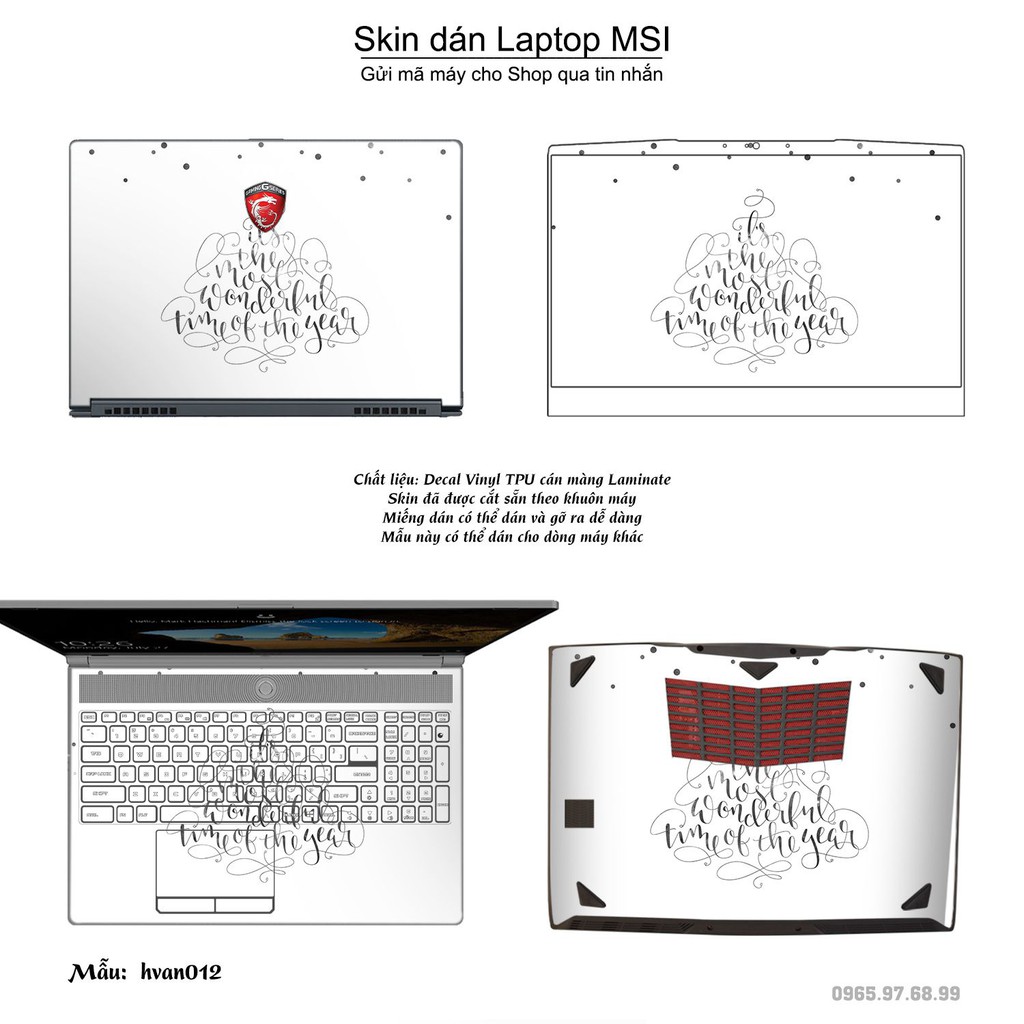 Skin dán Laptop MSI in hình Hoa văn _nhiều mẫu 2 (inbox mã máy cho Shop)