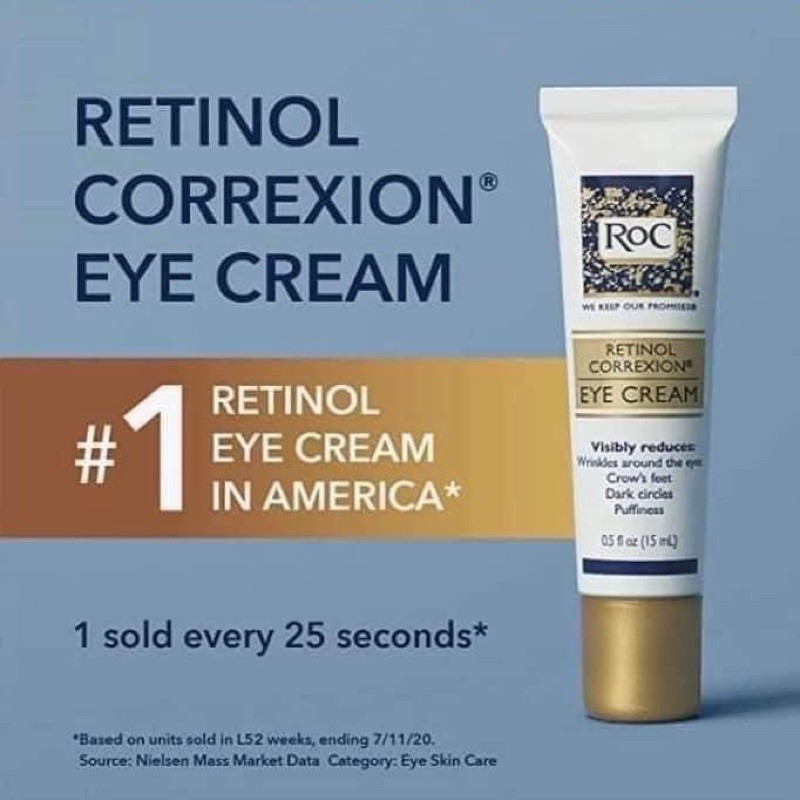 [Fullsize, bill Mỹ] KEM DƯỠNG MẮT ROC Retinol Correxion Eye Cream 15ml - Chống lão hoá, nếp nhăn, quầng thâm