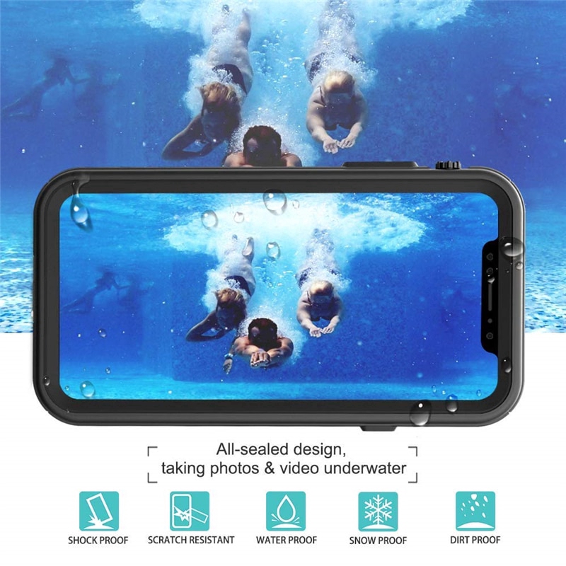 iPhone 11 Pro Max Ốp lưng chống nước IP68 có dây phao nổi cho iPhone 7 8 Plus X XS MAX X XR XS Waterproof Phone case Antiknock Phone case Water-Proof Bag Case 360 Full Protection Phone Cover