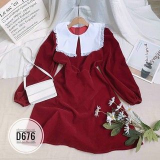 Bigsize Đầm nhung đỏ D676