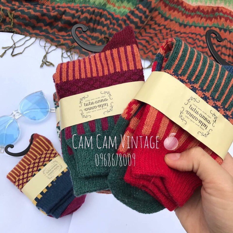 TẤT THỔ CẨM ,VỚ THỔ CẦM LÔNG THỎ VINTAGE DÀY DẶN SIÊU XINH