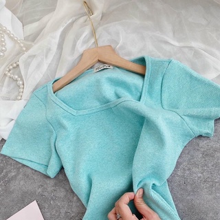 Đầm body xanh cổ vuông