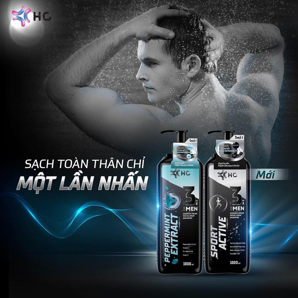 Tắm gội HC For Men 3in1 Thái lan 1100ml