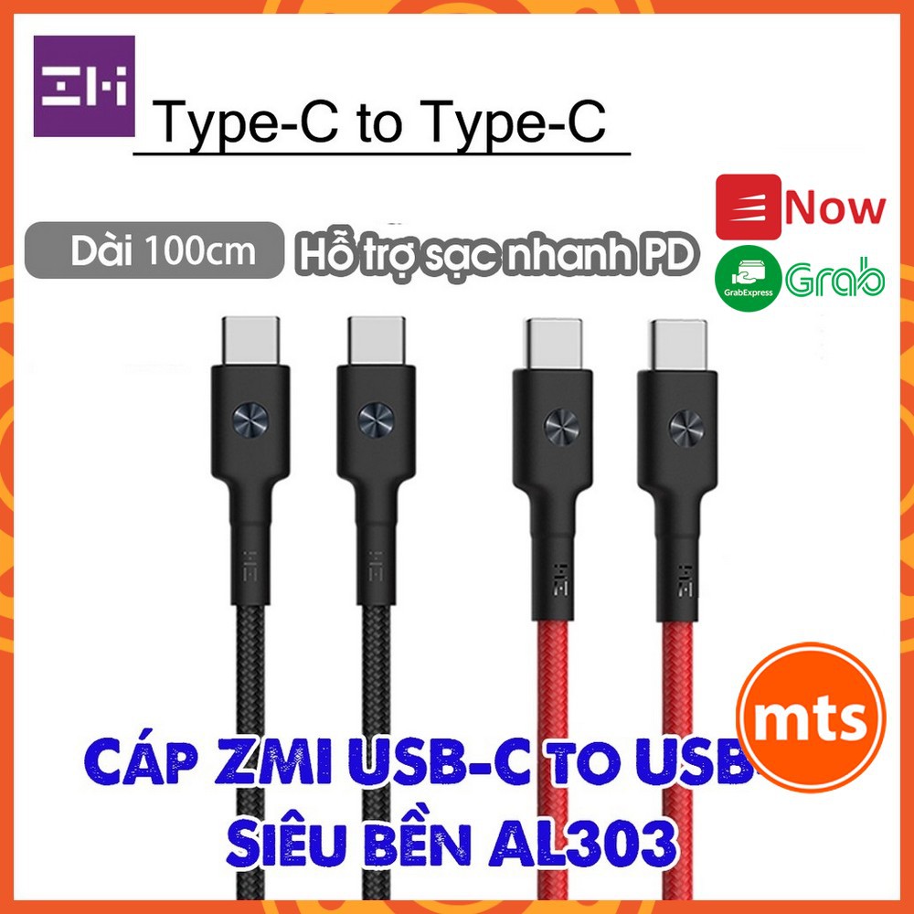 Cáp ZMI Type C To Type C AL303 Siêu Bền Dài 1mHỗ trợ sạc nhanh PD - Minh Tín Shop