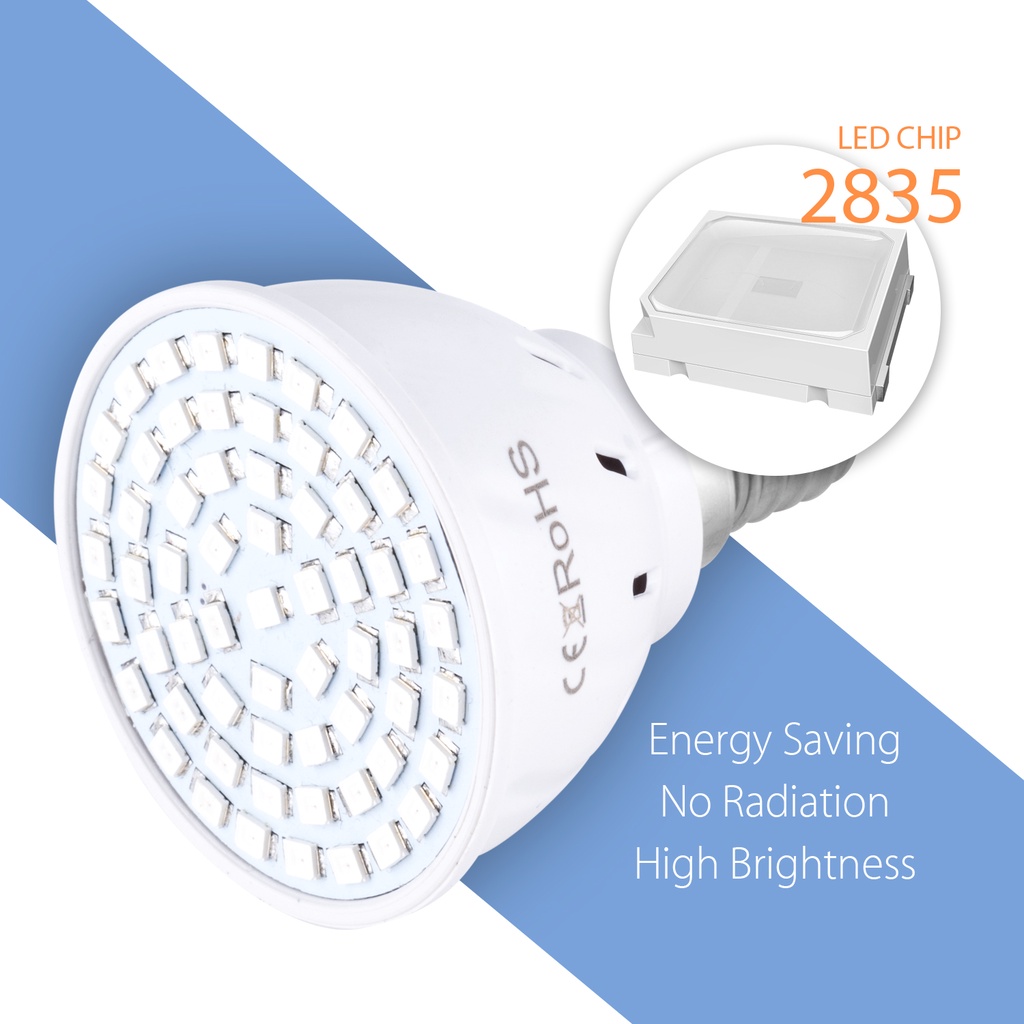 Bóng Đèn LED Trồng Cây E27 220V E14 MR16 GU10 48 60 80led