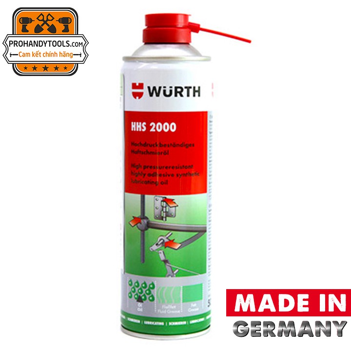 Chai Xịt Mỡ Bò Nước Wurth HHS 2000 500ml