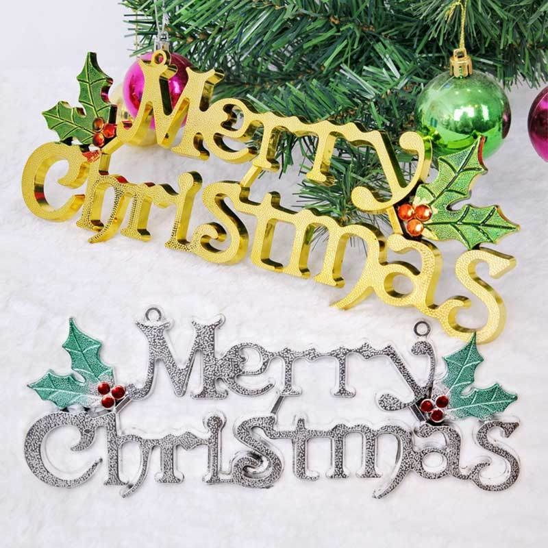 Phụ Kiện Treo Trang Trí Cây Thông Giáng Sinh Chữ Merry Christmas Bằng Nhựa