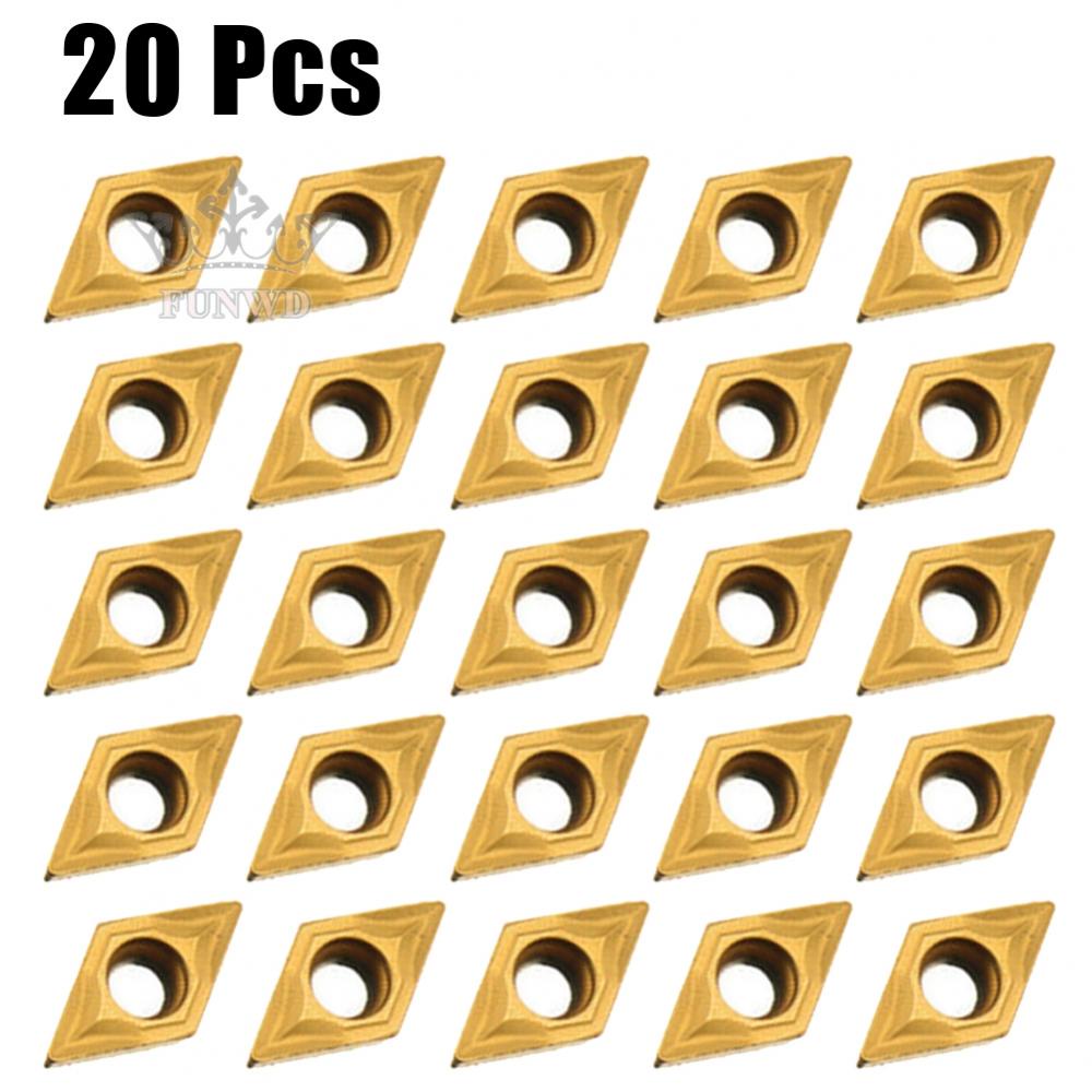 【FUNWD】20Pcs DCMT070204 YBC251 Carbide Inserts For Lathe Turning Tool Holder Boring Bar