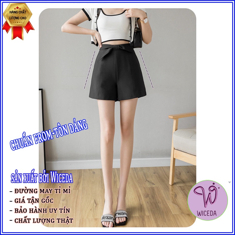 Quần short đùi nữ cạp cao đẹp Wiceda , quần sooc đen mặc nhà đi chơi tiện dụng chất tuyết mưa hàn không nhăn QN355
