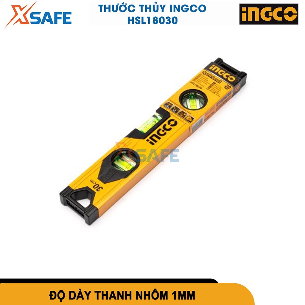 Thước thủy 30-100cm INGCO HSL18030 làm bằng nhôm, dùng để để đo đạc độ nghiêng, góc nghiêng [chính hãng][xsafe]