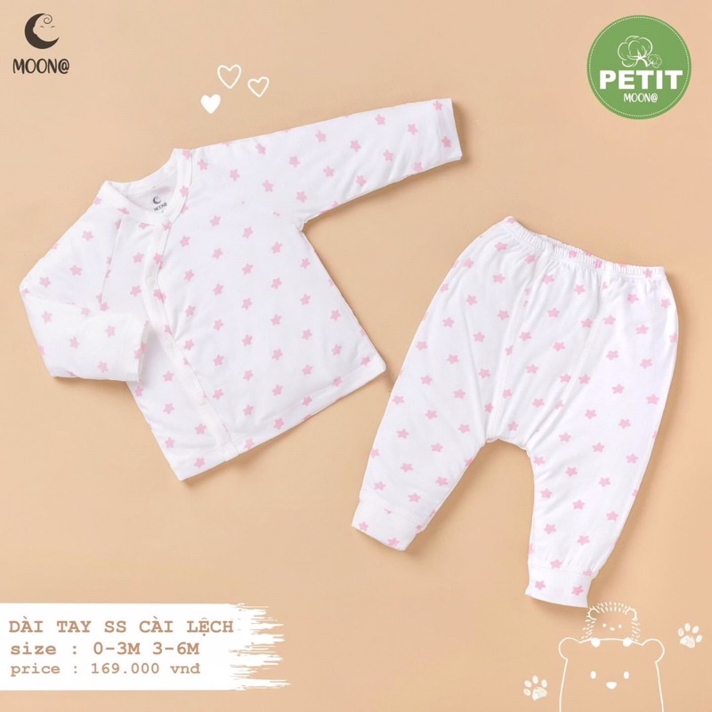 Moon - Bộ sơ sinh cài chéo hoạ tiết siêu xinh chất petit, Suzy baby