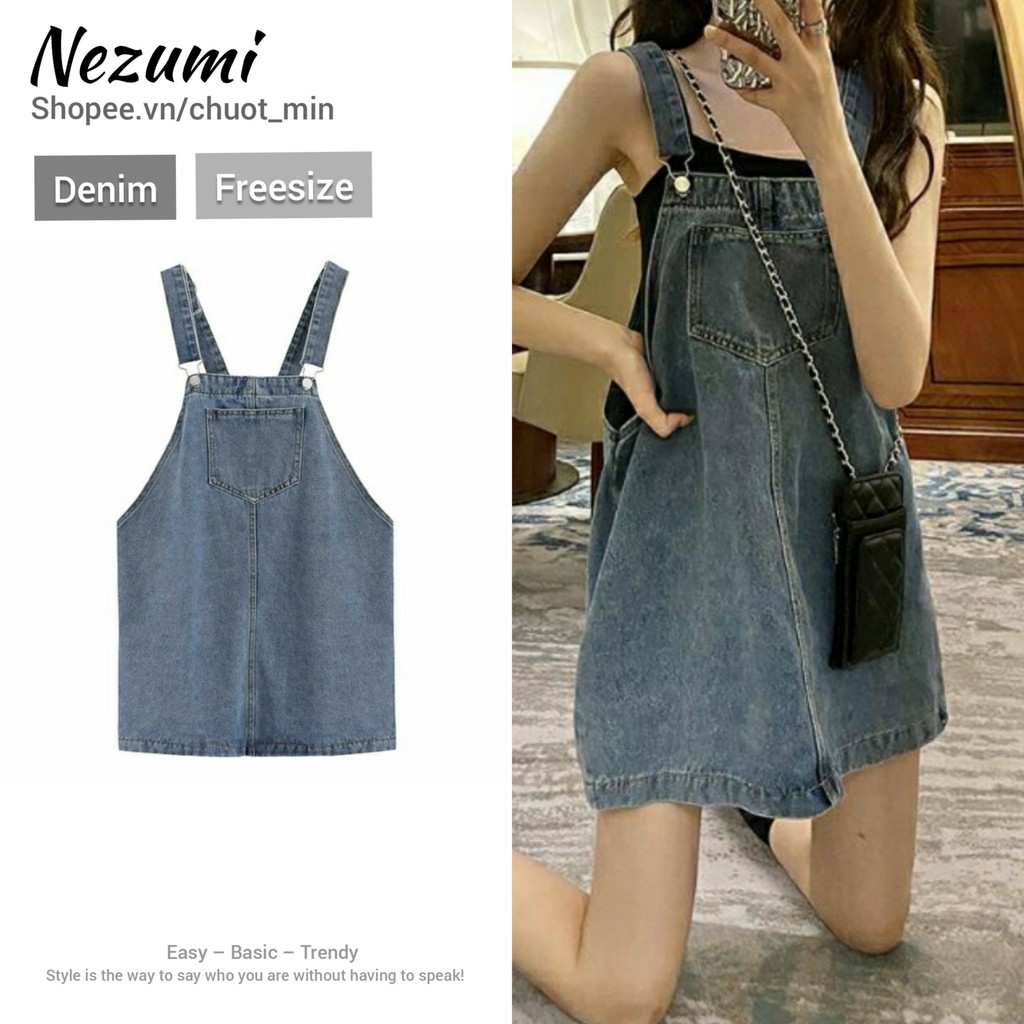 (ORDER) Váy yếm bò jeans túi trước ngực cá tính