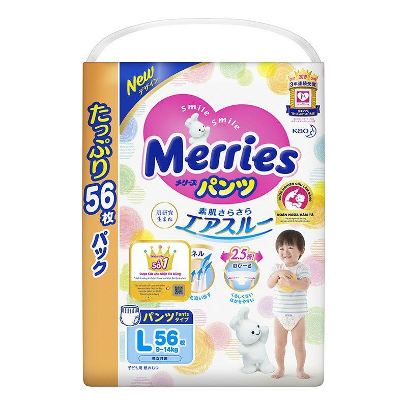 Tã dán/quần Merries Jumbo Nhật mẫu mới M76/L64/L56/XL50/XXL32