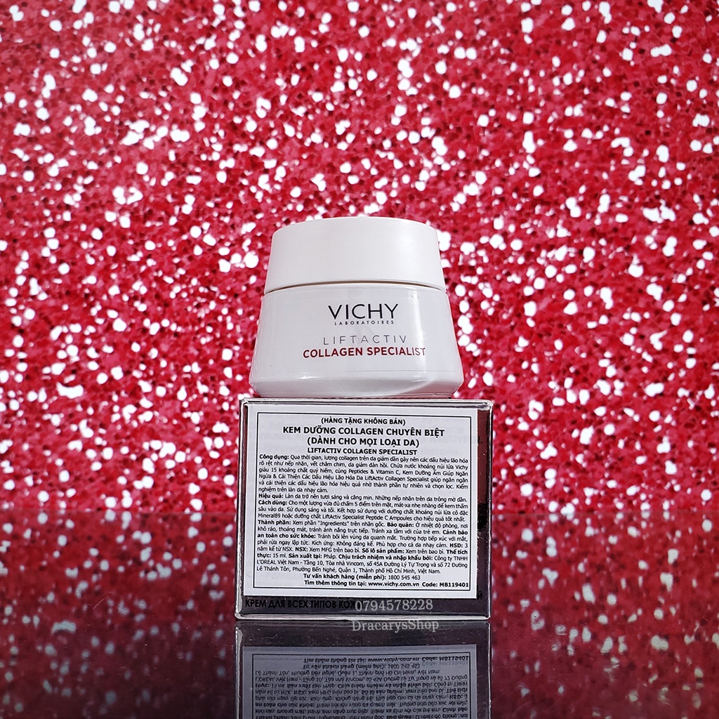Kem dưỡng Collagen cải thiện lão hóa, nếp nhăn Vichy Liftactiv Collagen Specialist minisize 15ml