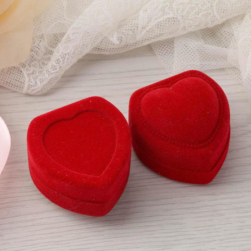 [Exquisite Flocking Red Heart Shaped Carrying Jewelry Box for Rings,  Earrings, Bracelets] [Jewelry Storage Organizer Case]