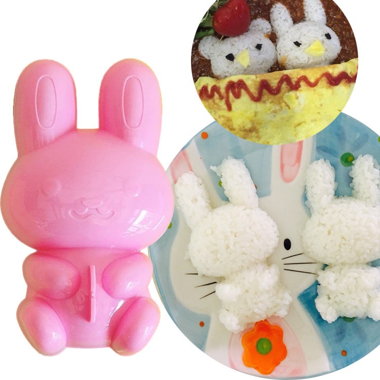 Khuôn Làm Cơm Nắm Hình Thỏ Hoạt Hình 3D Sáng Tạo Cho Trẻ Em