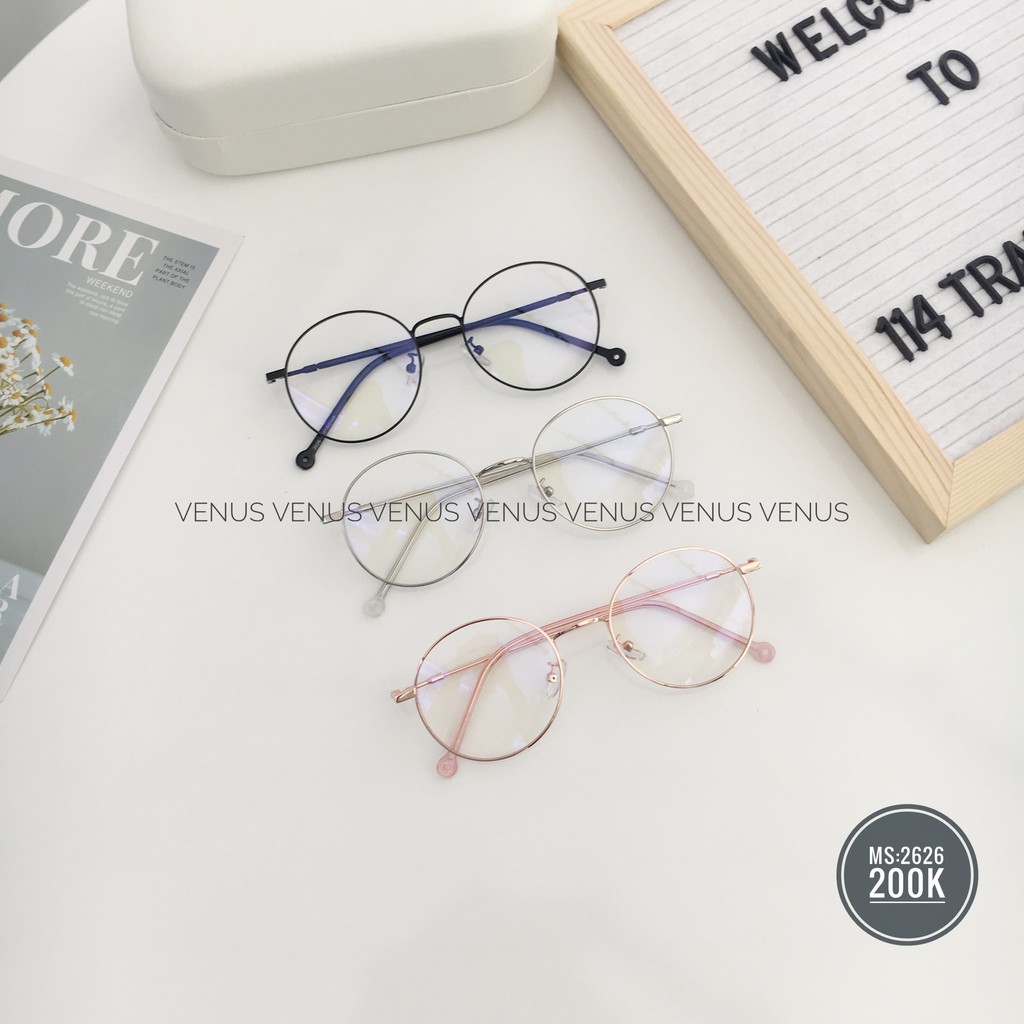 Gọng Kính Cận Kim Loại Siêu Nhẹ VENUS Dáng Mắt Tròn 2626 - Lắp Mắt Cận Theo Yêu Cầu