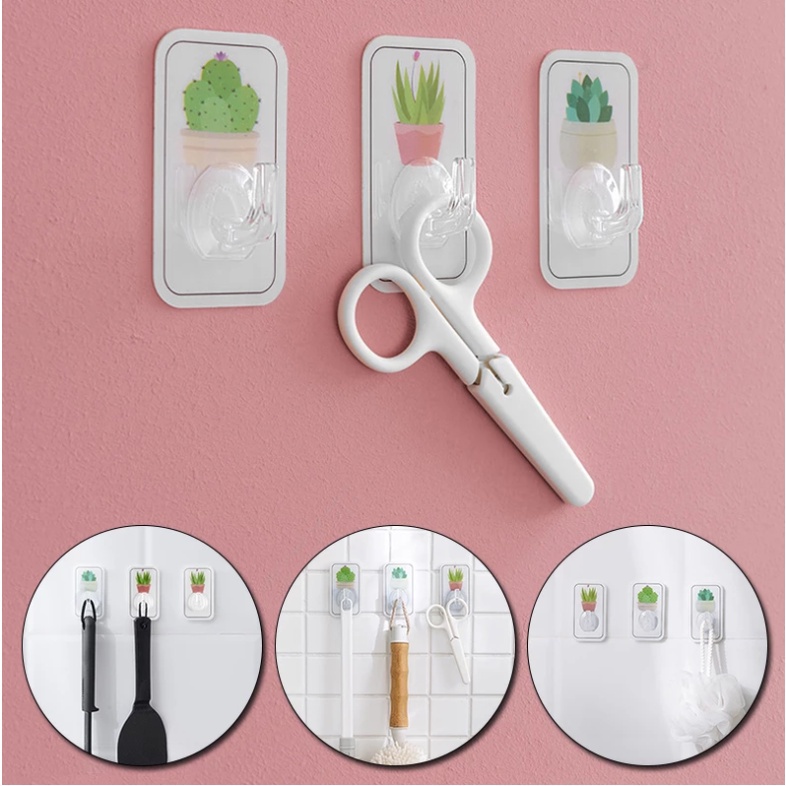 Móc treo đồ dán tường họa tiết cây cảnh dễ thương tiện lợi